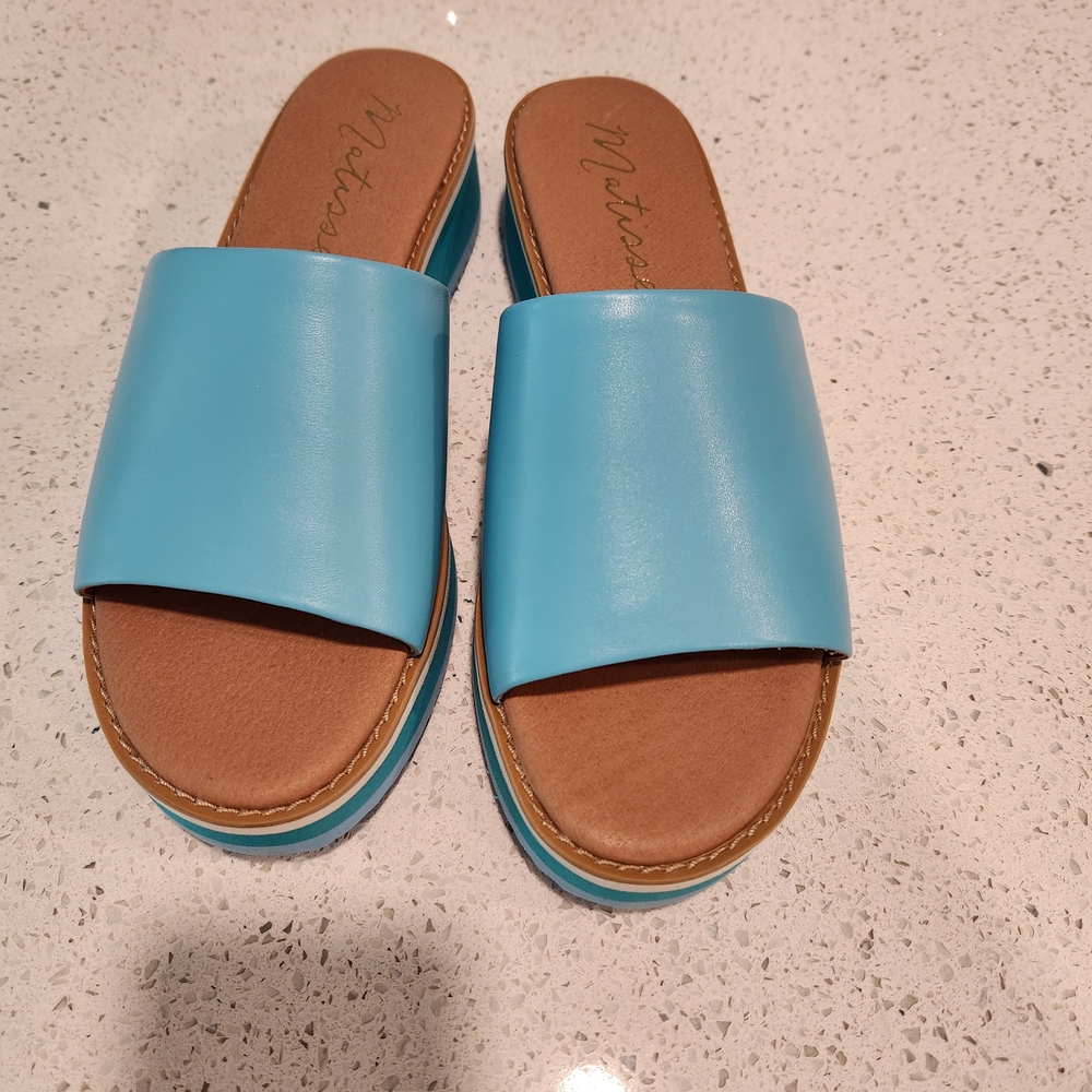 Blue and Tan Mules Minimalist Summer Shoes